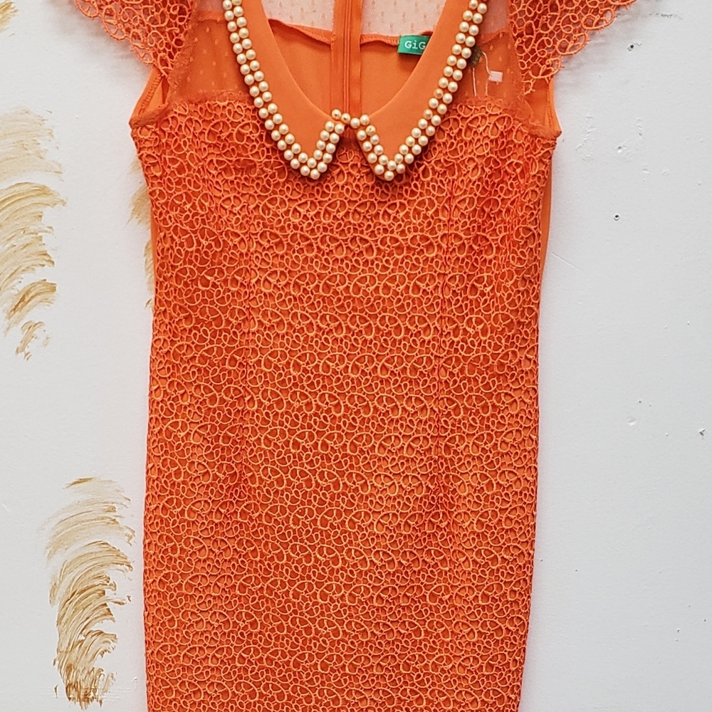 Formal orange mini dress NWT